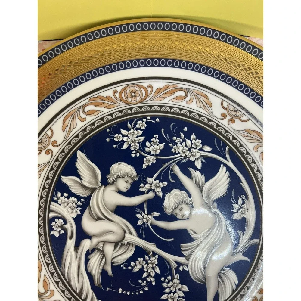 Fine Italian Design China plate, angels gold and blue design, so elegant plate! - Picture 9 of 13